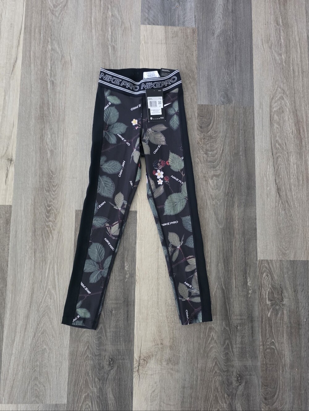 Nike Black Floral Print Girls' Leggings Size XS